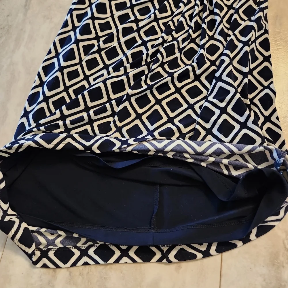 Lauren Ralph Lauren Shift Dress Sz: 8 Navy and White Geometric Dress - Picture 11 of 13